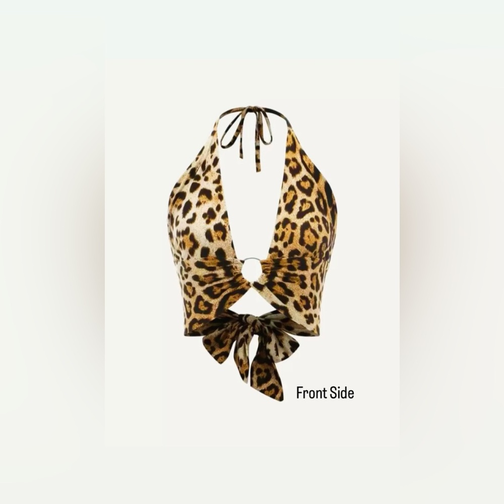 Thrifted Y2K vintage leopard halter top